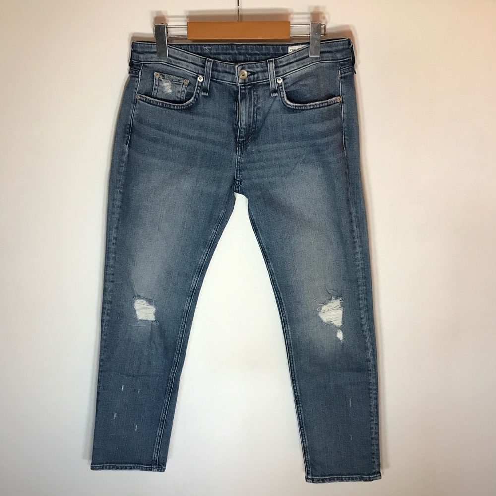 Rag And Bone Dre Low Rise Cropped Distressed Slim Boyfriend. Size 26